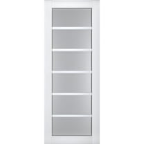 Slab Barn Door Panel Frosted Glass | Veregio 7602 White Silk | Sturdy Finished Doors | Pocket Closet Sliding-36" x 84"