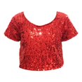 thumbnail image 4 of Sparkly Glitter Performance Tee For Girls And Boys Cheerleading Short Sleeve Top Festive Party Stage Show Tween Kids Summer Soft Comfy Cute Basic Tees, 4 of 4