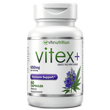 VH Nutrition Vitex Plus 650mg - Chaste Tree Berry Supplement for Women Healthy Hormone Balance & Fertility Support Formula - 60 Capsules