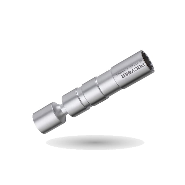 POCYBER Vaso giratorio para bujía de 14 mm, accionamiento magnético mejorado de 3/8 ", 12 puntos, 9/16" de pared delgada, herramienta de extracción de bujías de acero Cr-v