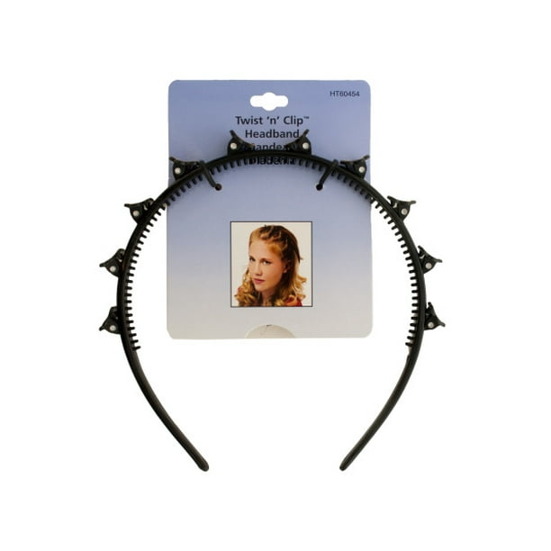 Twist 'N' Clip Black With Wood Grain Headband, 20 Count