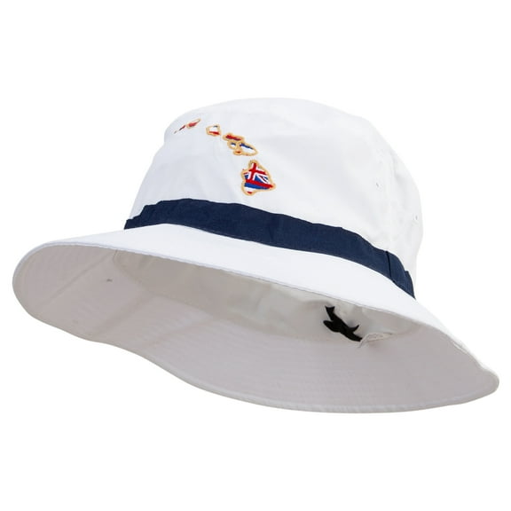 Hawaii Map State Flag Symbol Embroidered Oversized Water Repellent Brushed Golf Hat - White Navy XL