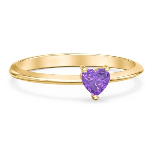 Heart Birthstone Ring - Amethyst (February)