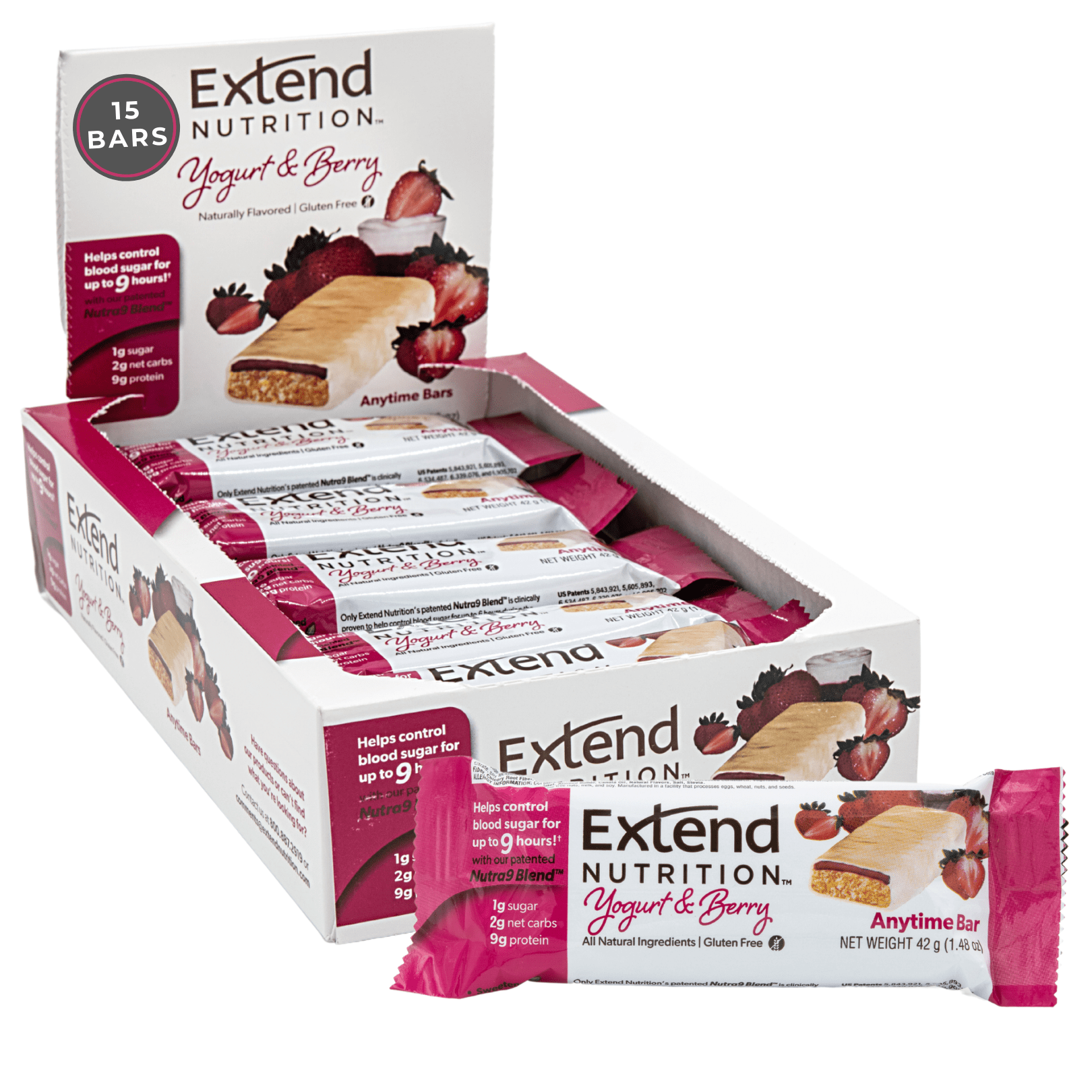 Extend Nutrition Anytime Bars Stevia Sweetened (15 Bars) Flavor