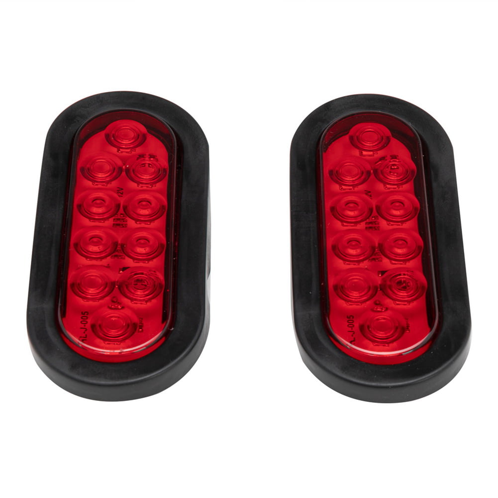 8 Oval RED Chrome Ring LED TAILLIGHT Brake Light RV Trailer Camper Motorhome 