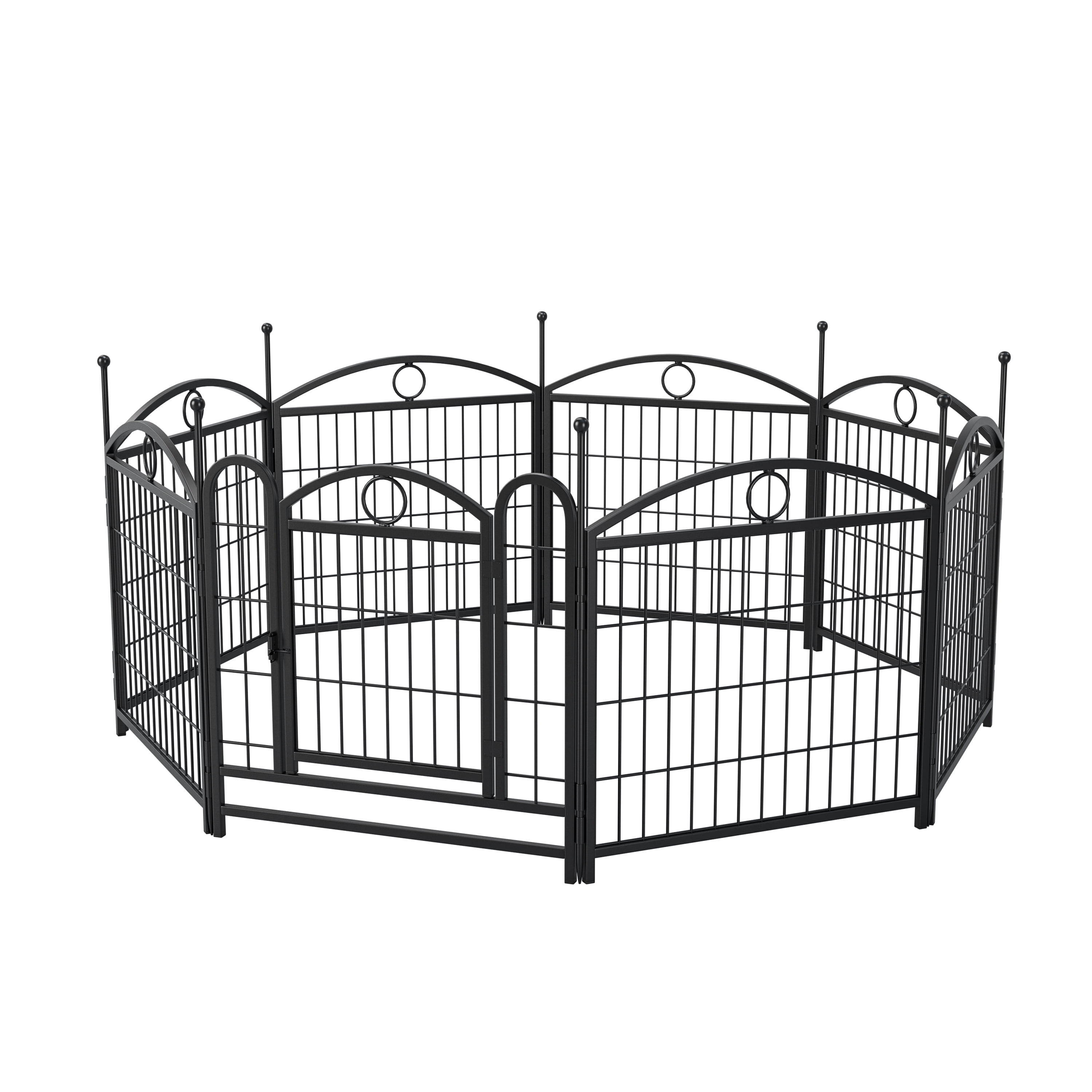ZephyPaws Heavy Duty Dog Pen,Portable Metal Exercise Pen for Puppies & Small Dogs, Indoor/Outdoor Foldable Dog Playpen with Door,Black