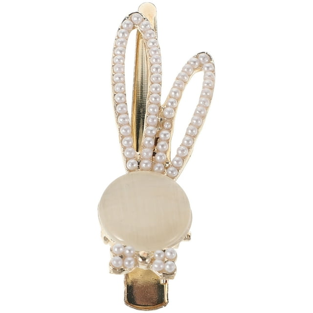 Pinzas para el pelo de conejo con perlas sintéticas para niña, horquillas con orejas de conejo, accesorios para el pelo de Pascua, pasadores para flequillo lateral