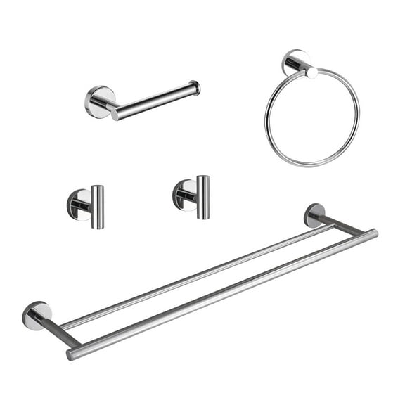 5 Pieces Bathroom Hardware Set Stainless Steel Wall Mount Bathroom Accessory Towel Bar Set