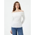 thumbnail image 4 of Shoulder Off T-Shirt Long Sleeve Viscose Fabric Slim Fit, 4 of 6