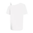 thumbnail image 5 of GceSteap Summer Shirts for Women Off The Shoulder Short Sleeve Asymmetrical Neck Tops Criss Cross Blouses Gradient Print Clothes 2024 White M, 5 of 5