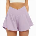 thumbnail image 4 of KPOPLK Womens Running Shorts with Liner Womens Summer Butterfly Athletic Shorts Quick Dry Shorts with Pockets for Walking Gym Hiking Size S,Light Purple, 4 of 5