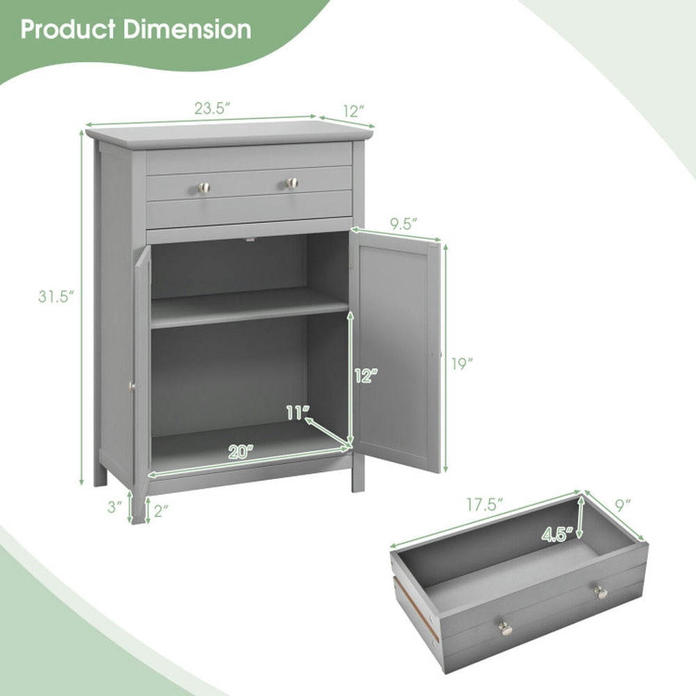 Finihen Bathroom Storage Cabinet, Bathroom Floor Cabinet, Wooden Bathroom Floor Cabinet with Drawer and Adjustable Shelf, for Bathroom, Living Room, Bedroom, Kitchen, Gray Finihen Bathroom Storage Cabinet, Bathroom Floor Cabinet, Wooden Bathroom Floor Cabinet with Drawer and Adjustable Shelf, for Bathroom, Living Room, Bedroom, Kitchen, Gray