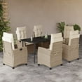 thumbnail image 1 of vidaXL 7 Piece Garden Dining Set with Cushions Beige Poly Rattan, 1 of 5