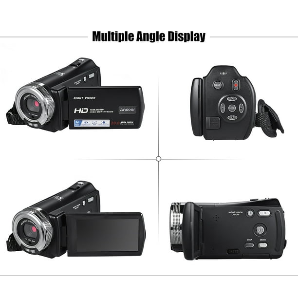 patata Monótono Nuez Andoer V12 1080P Full HD 16X Digital Zoom Recording Video Camera Portable  Camcorder with 3.0 Inch Rotatable LCD Screen Max. 20 Mega Pixels Support  Night Vision Face Detection Face Beautifica - Walmart.com