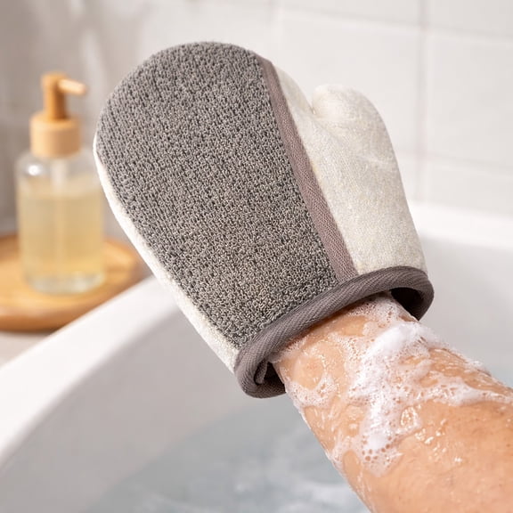 Cream/Taupe Body Scrubber Glove - Natural Ramie and Bamboo