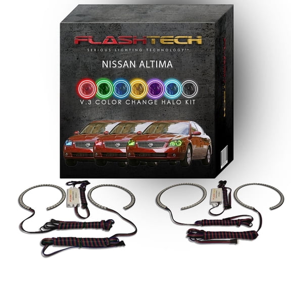 Flashtech RGB Multi Color Changing LED Halo kit for 2002-2006 Nissan Altima Headlights