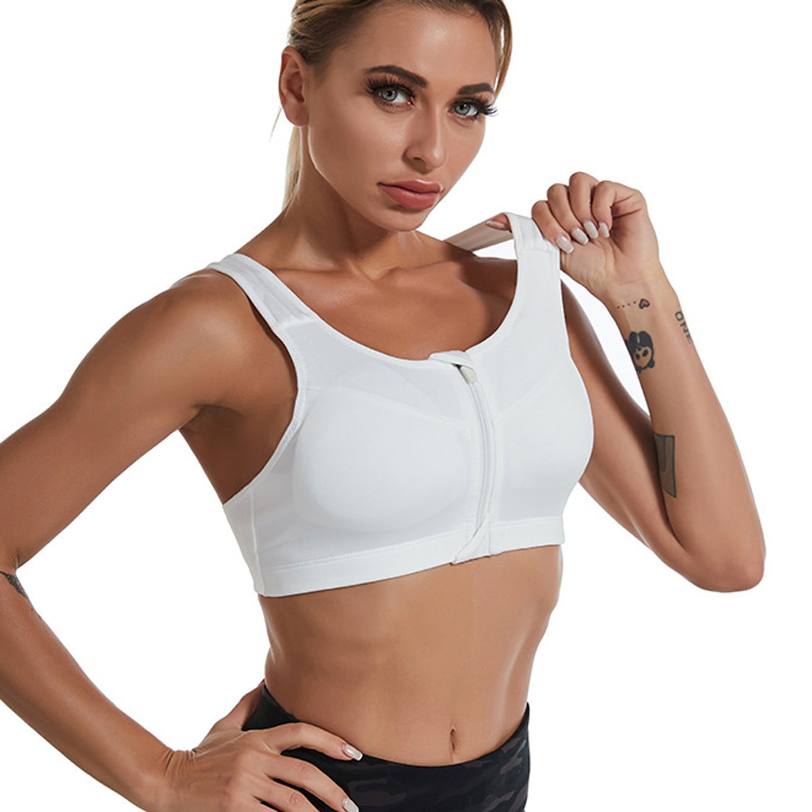 CAICJ98 Lingerie for Women Women's Racerback Sports Bras for Women High  Support L Bust High Impact Workout Sports Bra for Plus White,XXL 
