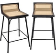 thumbnail image 1 of ZXNYH Bar Stools Set of 2, Rattan Bar Stool,  Metal Bar Stools for Kitchen Counter Mid Century Modern Chair Boho Wicker  24 inch, 1 of 6
