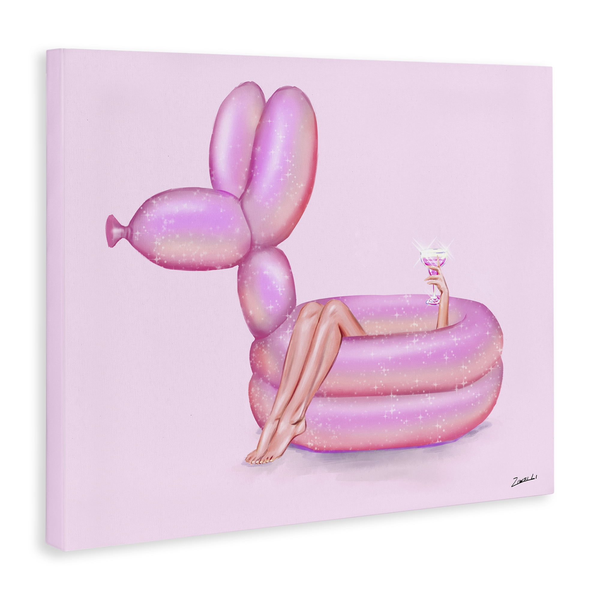 Stupell Industries Balloon Animal Pool People Painting Wrapped Canvas Art Print Wall Art, 20 x 16