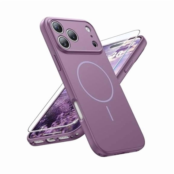 Eryueer for iPhone 17 Pro Case: [Compatible with Magsafe] Solid Matte 17 Pro Cases Purple with [Screen Protector] [Full Camera Protection] Military Grade Shockproof Protective Phone Cover, 6.3 inch