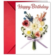 Birthday Card Set for Mom – 5 Pack (Same Design) Colorful Floral Bouquet Illustration Greeting Cards with Envelopes