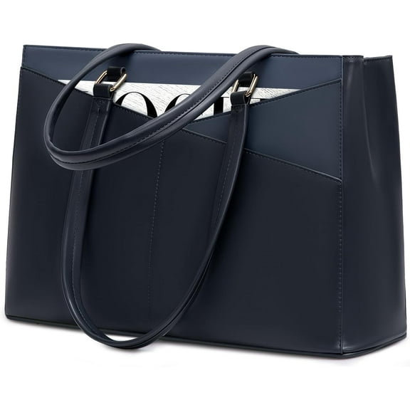 RKXQT Laptop Bag for Women, 15.6 inch Laptop Tote Work Teacher Bags Cancas Computer Shoulder Bag,Blue/Blue-Green/Sky Blue