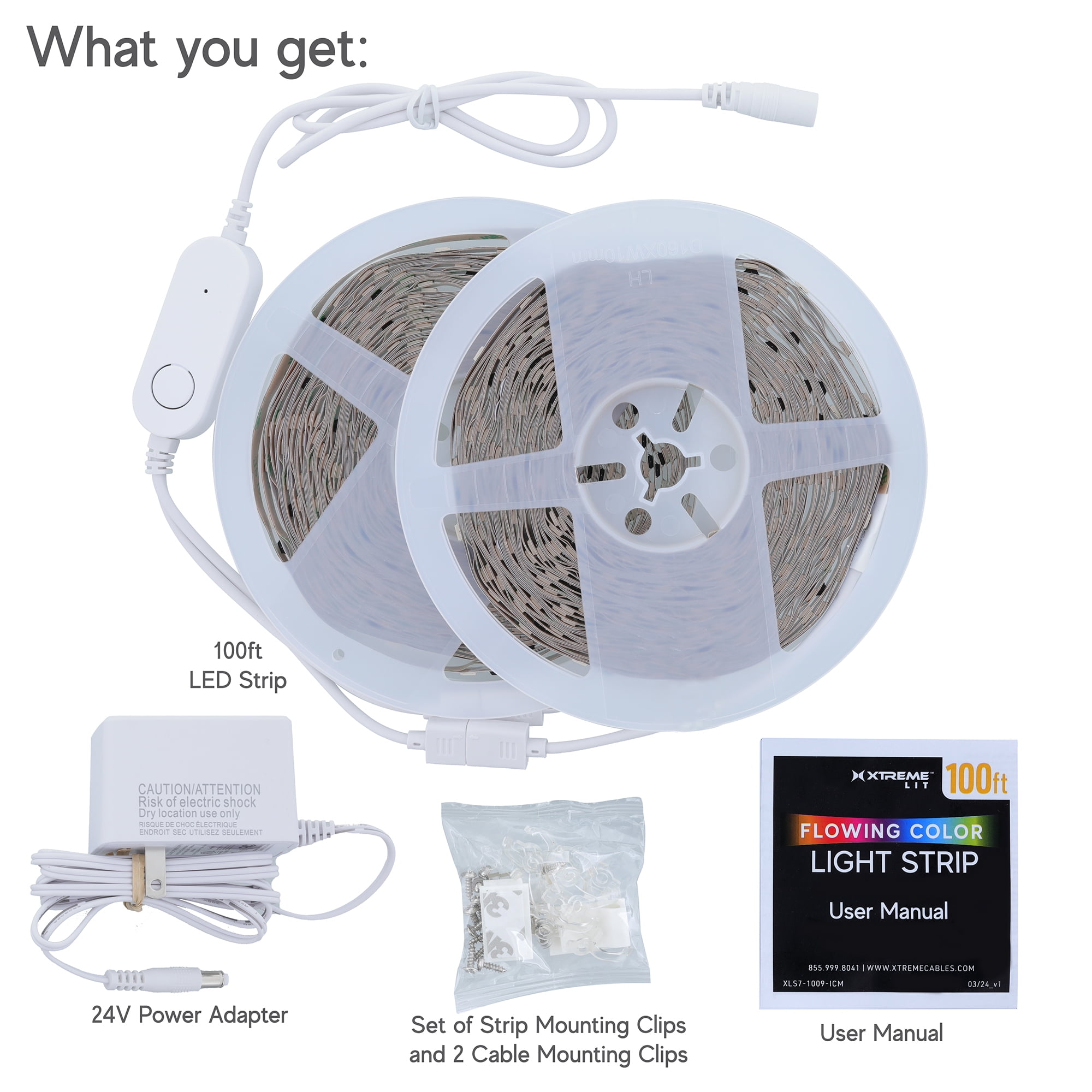 Xtreme Lit 100ft LED Strip Lights, Multicolor Flow LED Lights for Bedroom, Bluetooth App Control