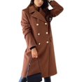 thumbnail image 1 of LinYooLi Women's Notch Lapel Double Breasted Pea Coat Winter Casual Wool Blend Overcoat Long Shacket Jacket, 1 of 5