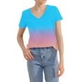 thumbnail image 6 of Annhoo Women'S Summer Clothes Oversized V-Neck Gradient Tops Loose Short Sleeve Blouse Going Out Trendy T-Shirts, 6 of 7
