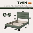 thumbnail image 7 of Einfach Twin Bed Frame, Platform Bed Frame with Panel Upholstered Chenile Fabric Headboard, Green, 7 of 7