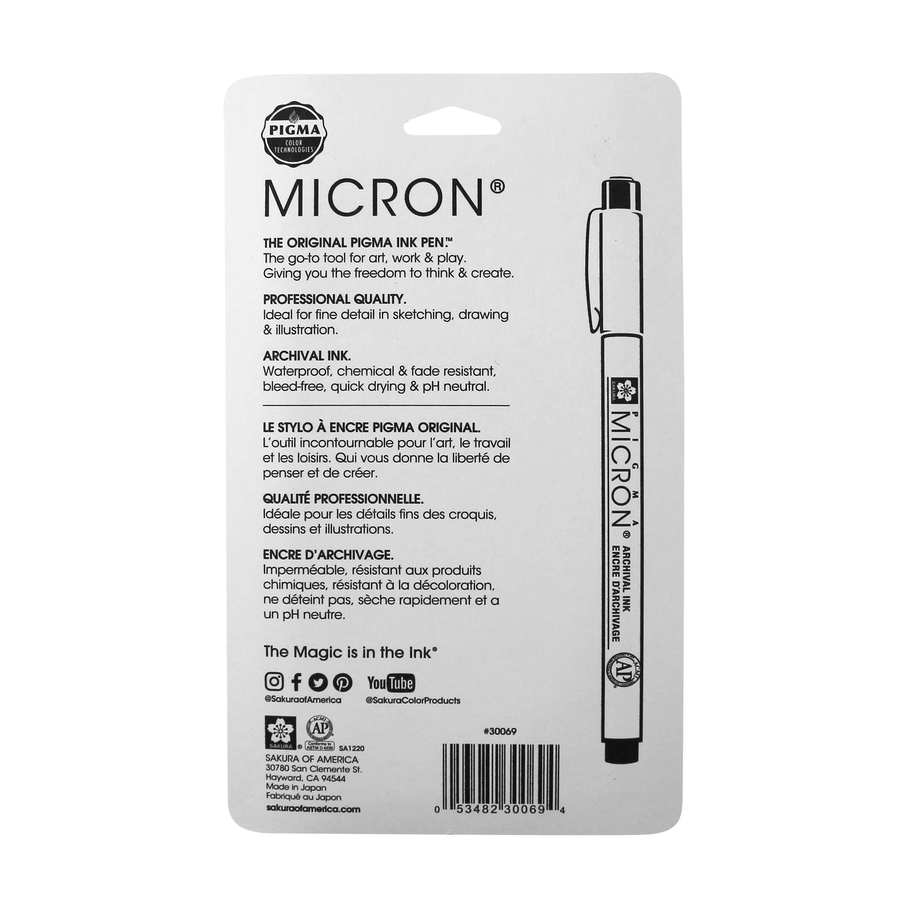 Pigma Micron Set of 6 Multi-Color Sakura Pens