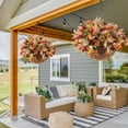 thumbnail image 3 of Artificial Hanging Flower in Basket Outdoor Indoor Patio Lawn Decor,Fall Silk Rose Flowers Arrangements in Vase,Fake Rose Bouquets with Flowerpot for Garden Porch Decor(Hemispherical), 3 of 5