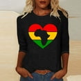 thumbnail image 2 of ibuvkizy Black History Month Shirts for Women 3/4 Length Sleeve Tops Ladies' Black Month Fashion Printed Round Neck 3/4 Sleeve T-shirt Loose Top,Black,M, 2 of 4