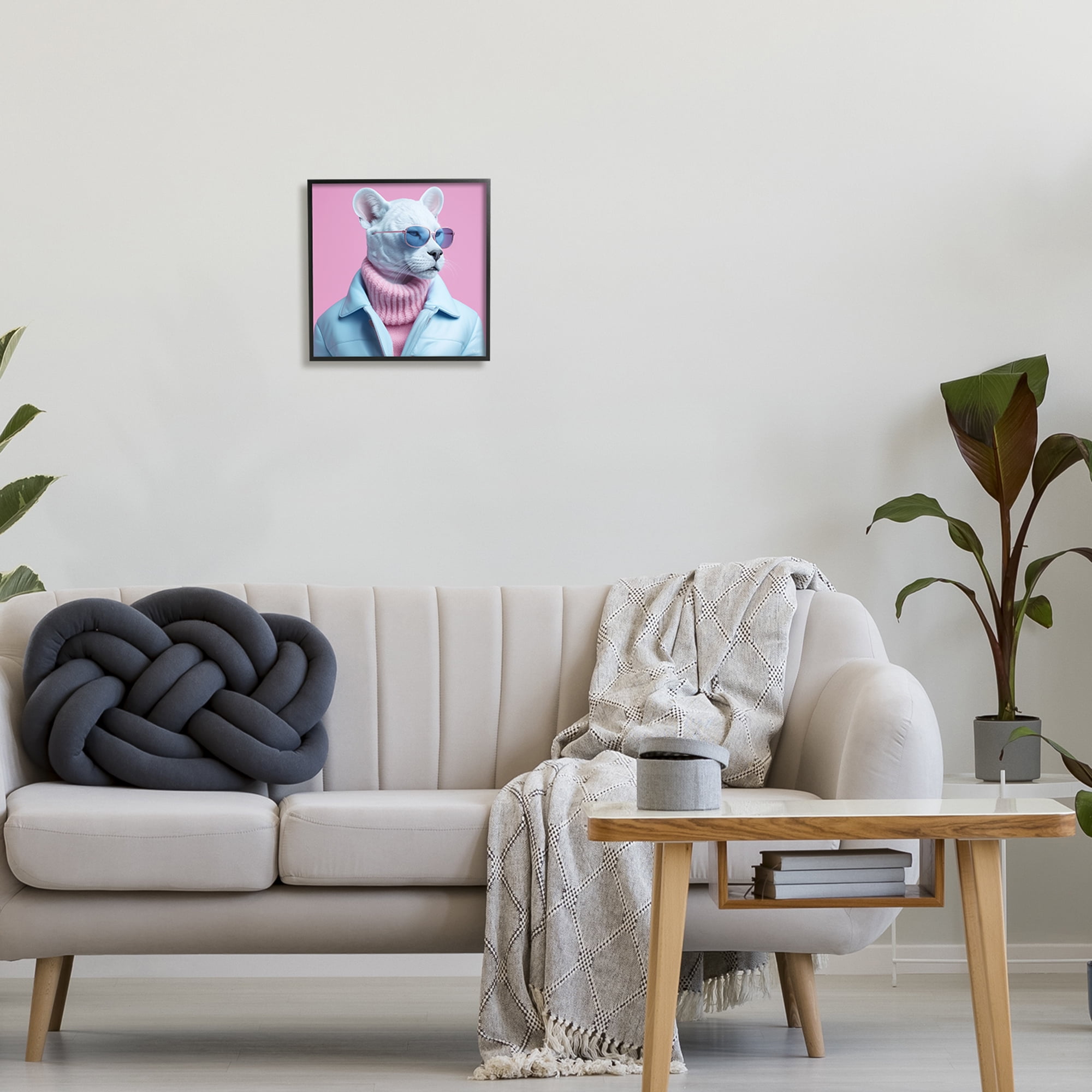 Stupell Industries Pastel Stylish Panther Animals & Insects Painting Black Framed Art Print Wall Art, 12 x 12