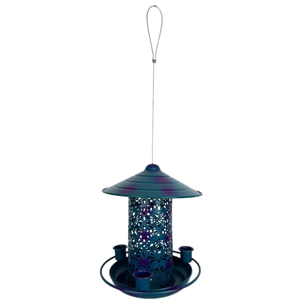 Comedero para pájaros de jardín de hierro, dispensador de comida para pájaros, soporte para comida para pájaros para exterior.