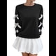 thumbnail image 3 of Blusa de Larga con Lazo Y2K para Mujer - Cuello Redondo Rojo con Lazo Navideño y de Año - Camisa Holgada Extragrande Negro M, 3 of 10