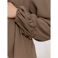 thumbnail image 5 of INSPIRE CHIC Womens Maternity Blouse High Low Tops V Neck Babydoll Button Long Sleeve Lantern Pleated Ruched Frill Pregnancy M Brown, 5 of 6