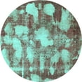 thumbnail image 1 of Ahgly Company Machine Washable Indoor Round Abstract Turquoise Blue Modern Area Rugs, 5' Round, 1 of 4