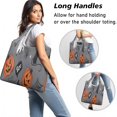 thumbnail image 2 of 5 Pack Foldable Shopping Bag,Gray Halloween Ghosts Cats and Pumpkins Reusable Grocery Bags with Pockets,Large Reusable Tote Bags with Handles Waterproof & Lightweight, 2 of 6