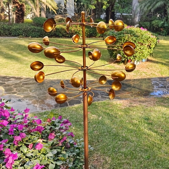 Outdoor Ground Insert Rotating Windmill Iron Work Metal Iron Work Yard Lawn Garden Decoration Windmill
