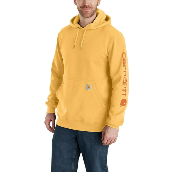 Carhartt Men's Loose Fit Midweight Logo Sleeve Graphic Sweatshirt, Vivid Yellow Heather, Medium