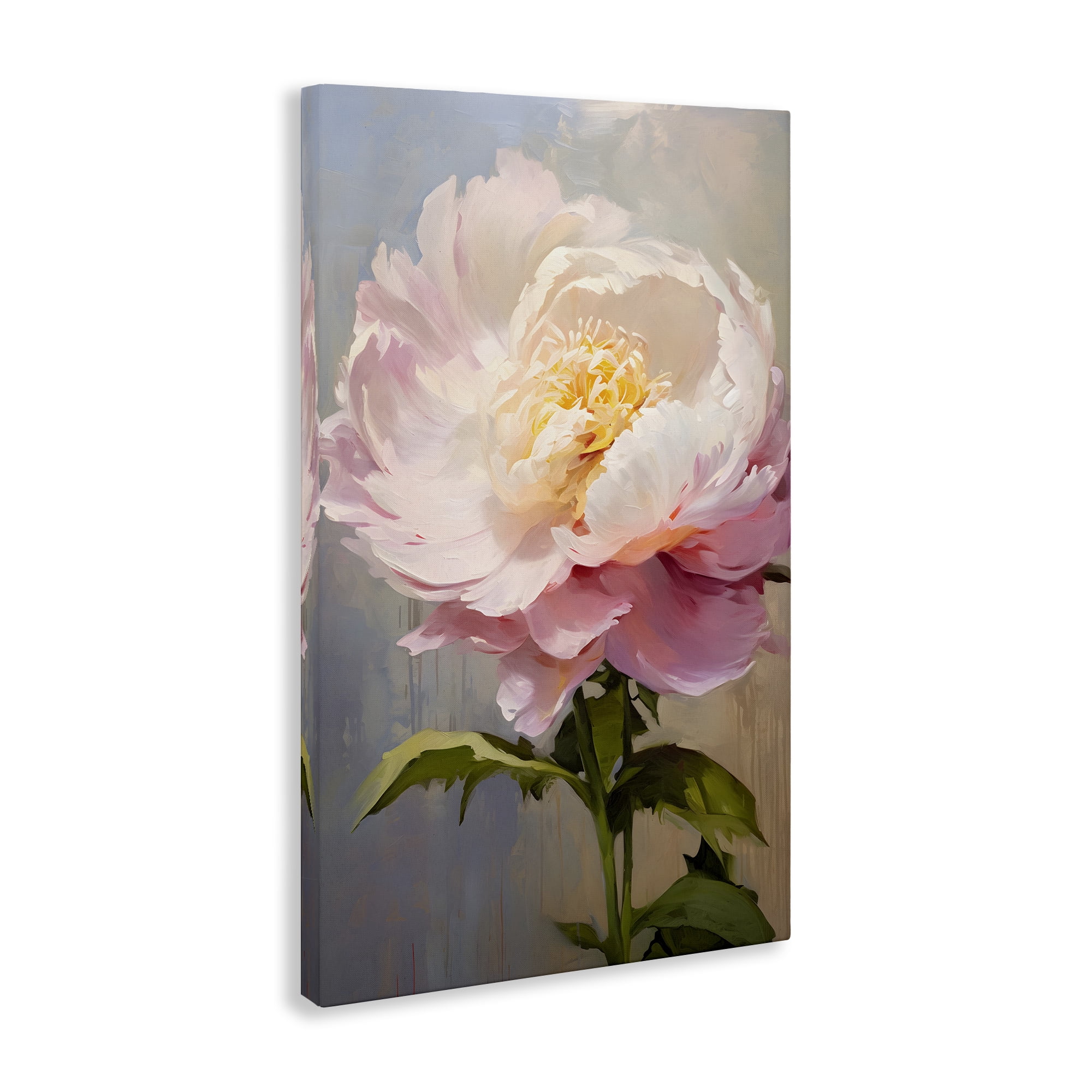 Stupell Industries Pink Rose in Bloom Botanical & Floral Painting Gallery Wrapped Canvas Art Print Wall Art, 30 x 45