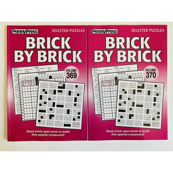 Issues 369 and 370 of the Brick By Brick Crossword Puzzles from the Penny Press Selected Puzzles Variety Series