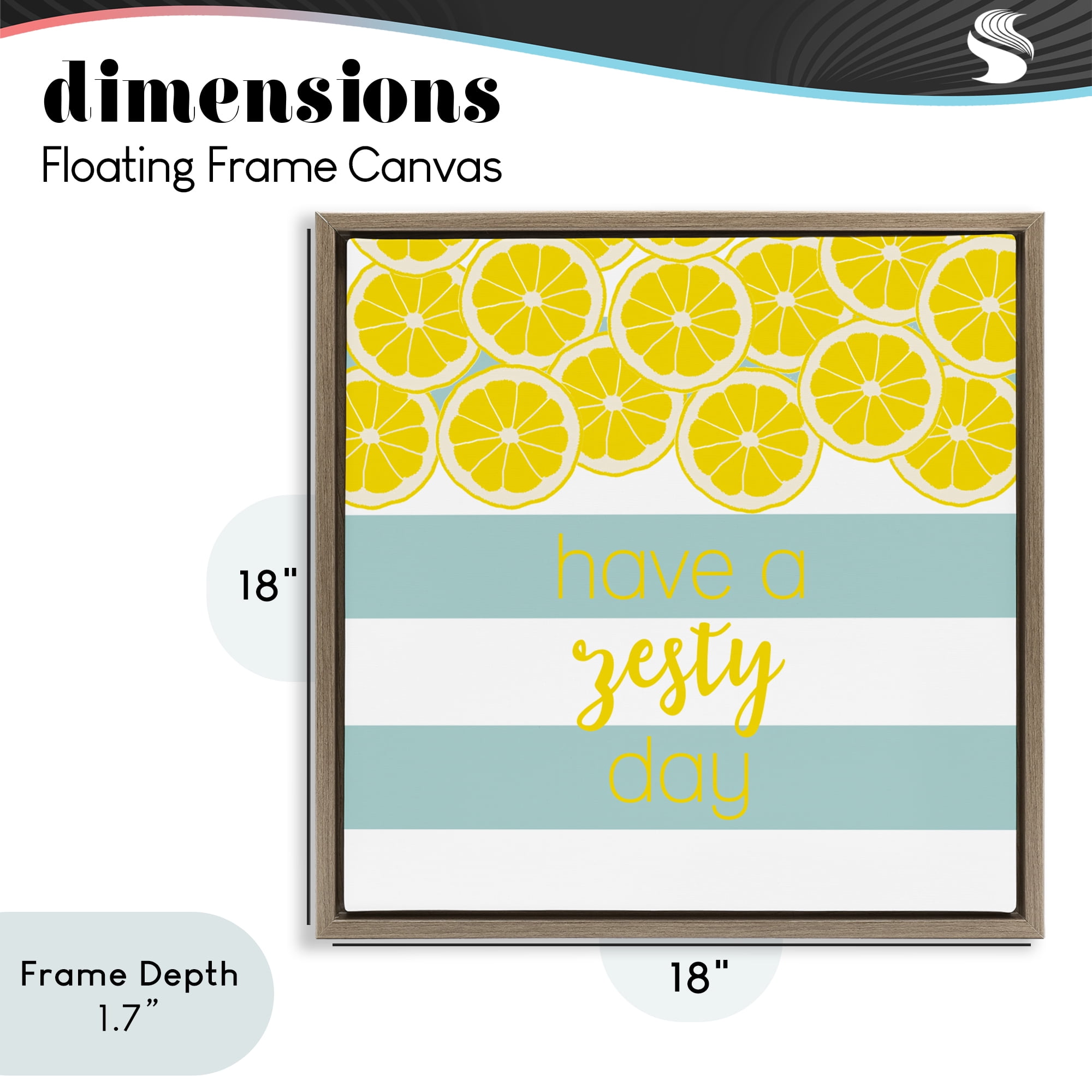Stupell Industries Zesty Citrus with Stripes Brown Framed Floater Canvas Wall Art, design by Anna Quach