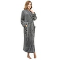 thumbnail image 1 of Artfasion Womens Long Flannel Bathrobe Solid Soft Plush Bath Robe Microfiber Fleece Full Length Sleepwear, 1 of 6