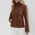 thumbnail image 6 of Wyobmus Women's Zip Up Fleece Jacket Lightweight Polar Soft Fleece Coat Warm Long Sleeve Causal Jackets with Pockets B-Coffee, 6 of 9