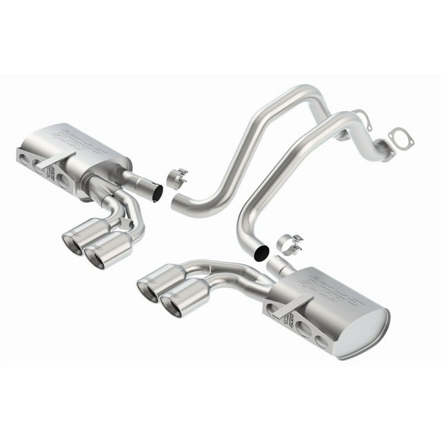 Kit de Système d'Échappement Chevrolet Corvette Borla 1997-2004 140427 S-Type II Cat Back; Acier Inoxydable T-304; avec Silencieux; Diamètre de Tuyau de 2-1/2 Pouces; Double Échappement avec Sortie Quad