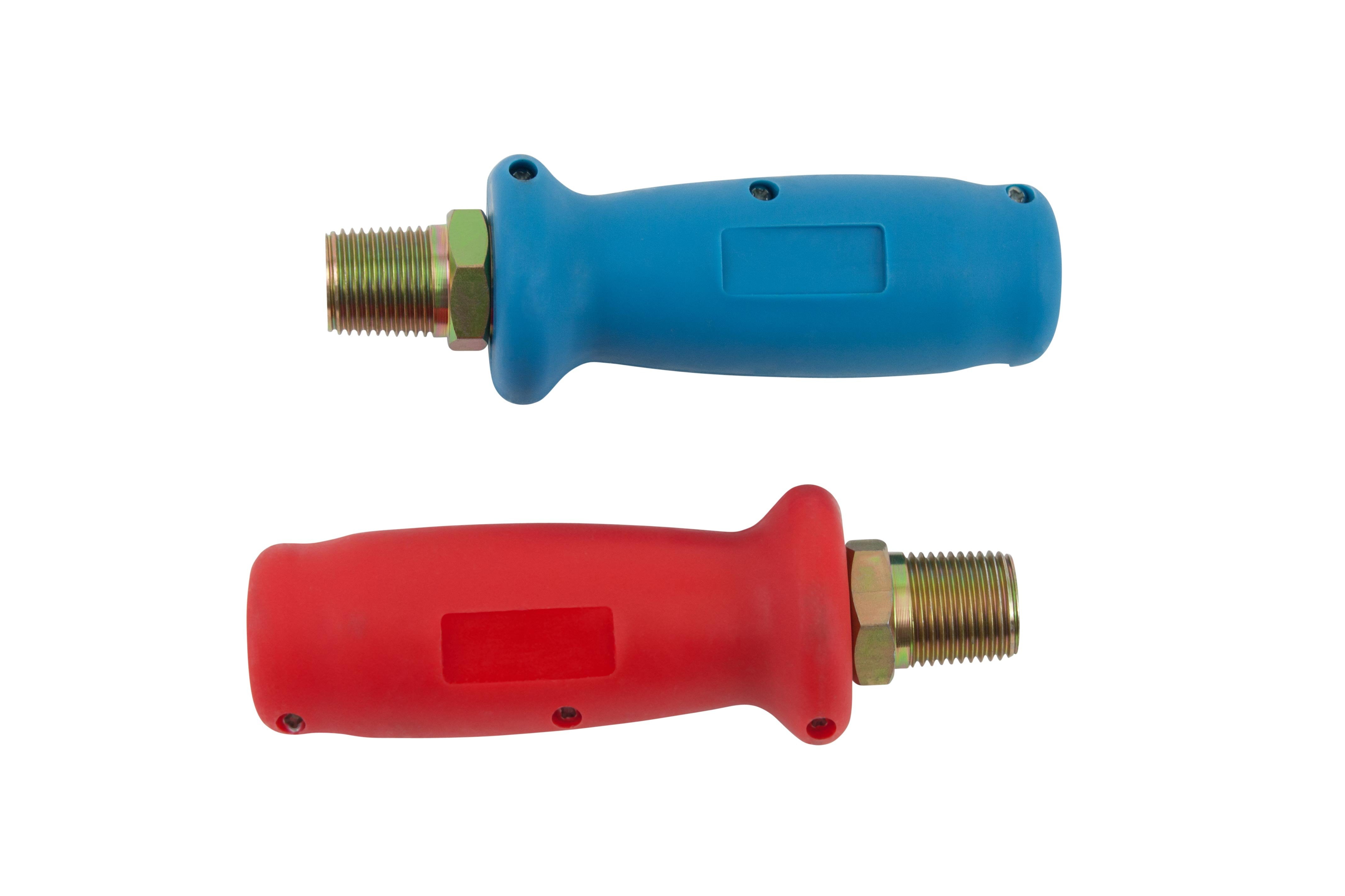 12 Ft 3-in-1 ABS & Power Air Line Hose Wrap 7 Way Electrical Cable for Semi Truck Trailer Tractor w/Set of Service & Emergency (Red & Blue) Gladhands, Gladhands Extension Handle Grips