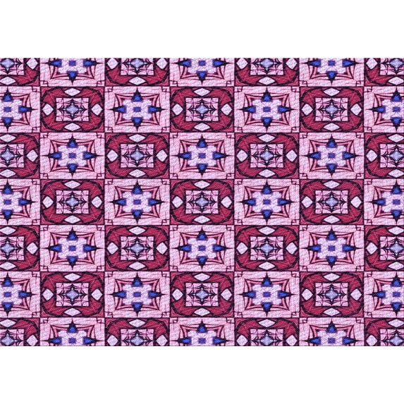 Ahgly Company Machine Washable Indoor Rectangle Transitional Pastel Purple Pink Area Rugs, 5' x 8'