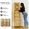 thumbnail image 3 of Room Divider Wood Carved Wall Divider Indoor Folding Portable Partition Screen for Home Office Garden Terrace - 6 Panel, 67 * 90inch (Wood), 3 of 16